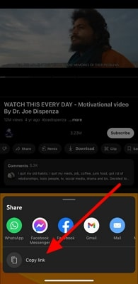 copy clip youtube video link