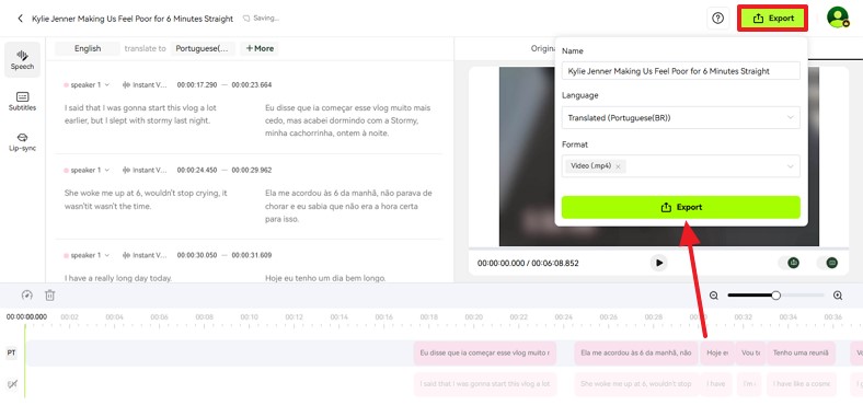download translated content from blipcut