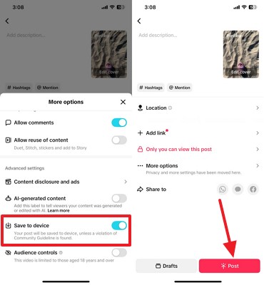 download tiktok video device