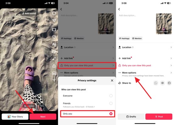 save tiktok video without posting