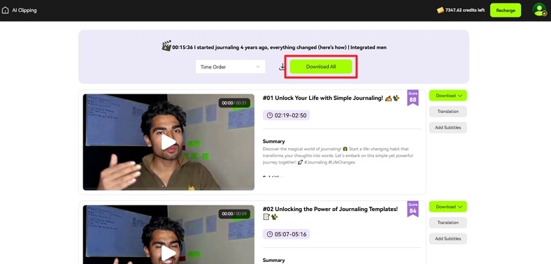 save output using download button