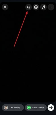 instagram story fonts tap text icon