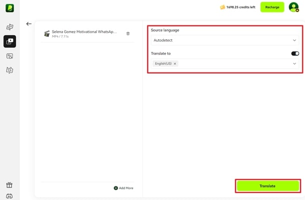adjust translation settings and use translate