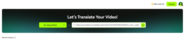 add tiktok video link blipcut