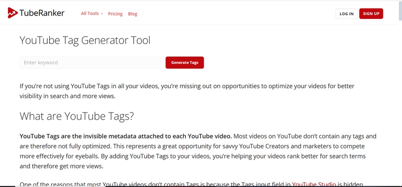 youtube tags generator tuberanker