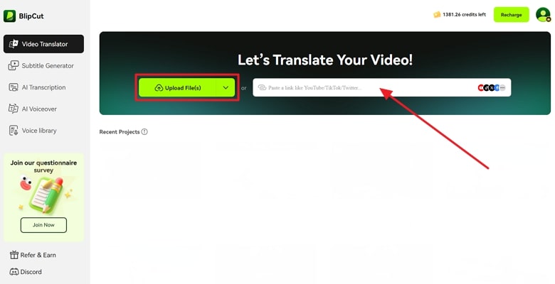 upload tiktok video on blipcut