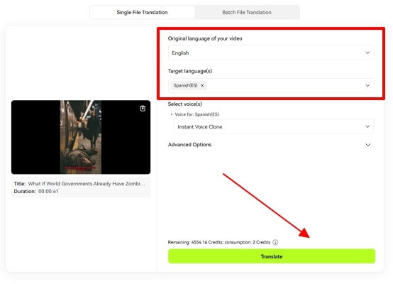 choose language for meme video