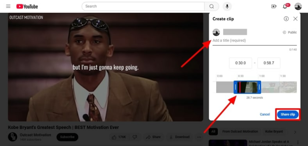 clip a youtube video and share
