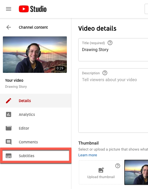 add youtube captions after uploading video