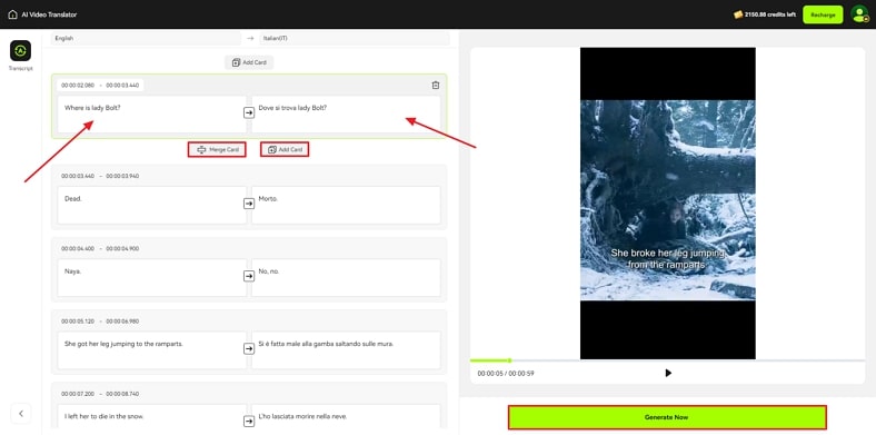 view and edit generated subtitles
