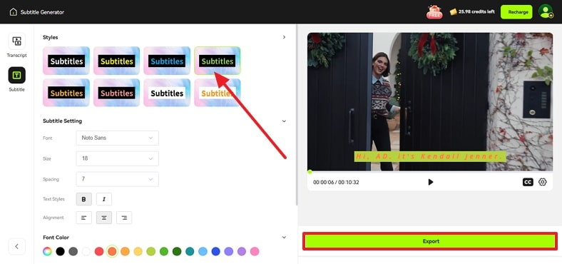 export personalized subtitles