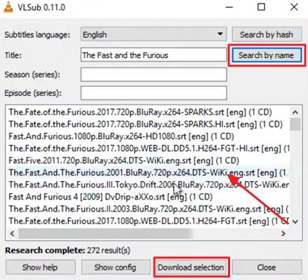 search by name and download selection