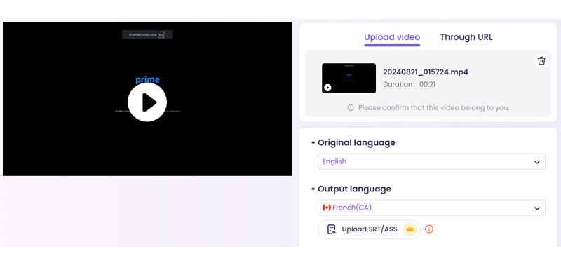 Select Languages in Vidnoz Subtitle Remover