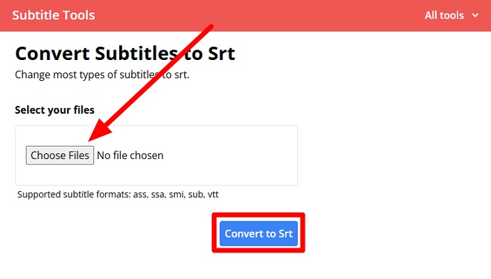 choose file and convert to srt