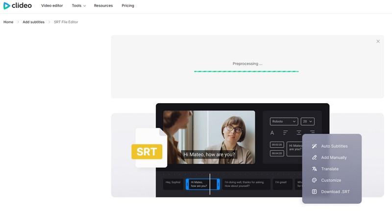 Clideo How to Create a SRT File