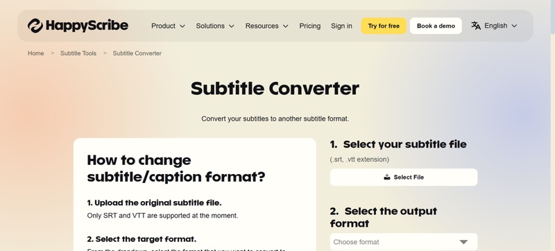 happy scribe best vtt to srt converter tools