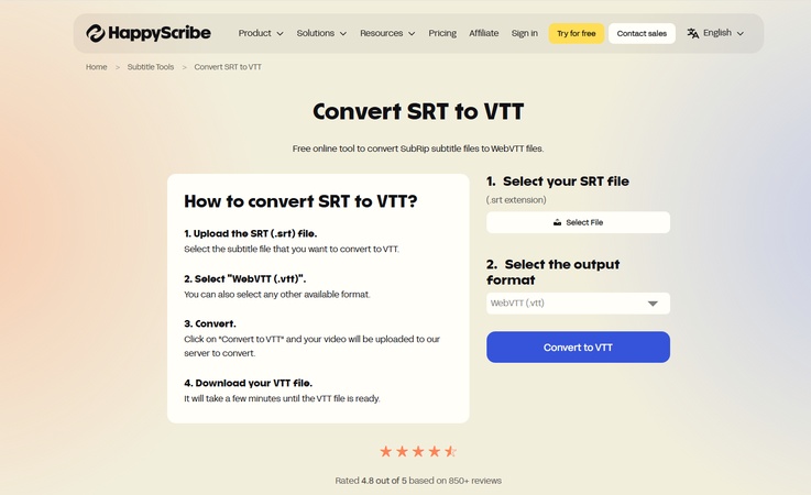happy best srt to vtt converter tools