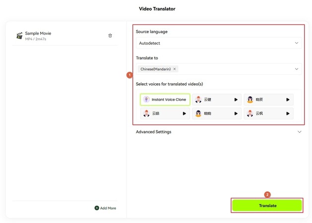 set translation preferences