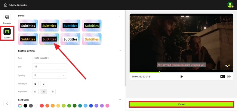 export english subtitles after adjustments