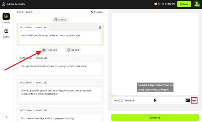 adjust captions generated by blipcut