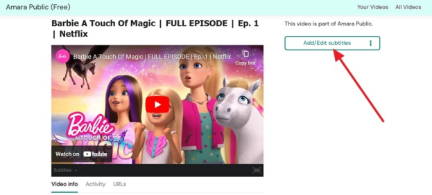 add amara subs in video