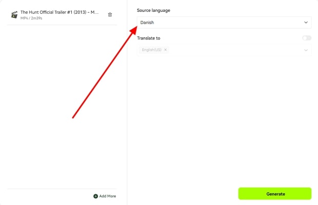 tap generate after autodetecting language