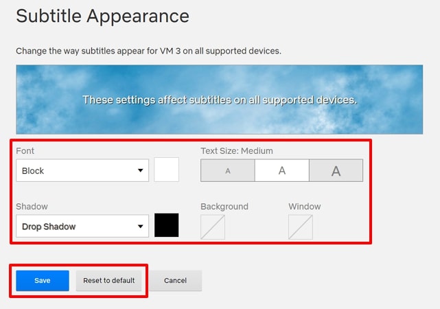 manage appearance of subtitles