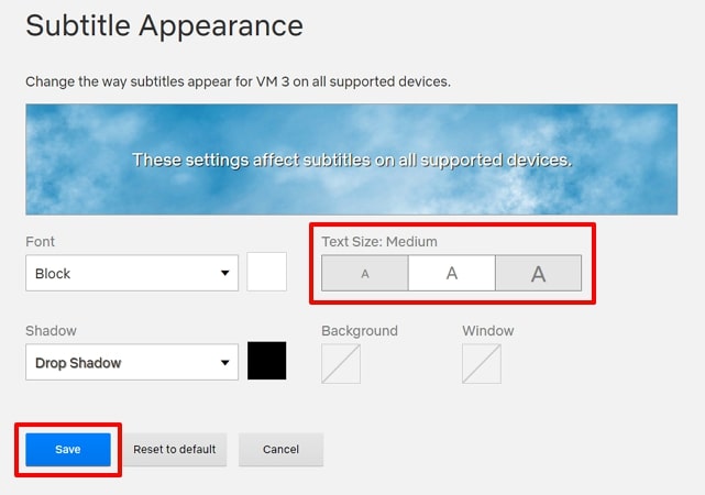 change size of subtitles netflix web
