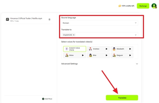 define language parameters for blipcut