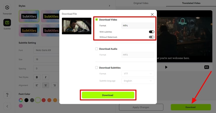 download video with subtitles blipcut