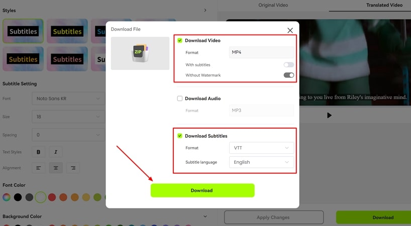 download final video with subtitles