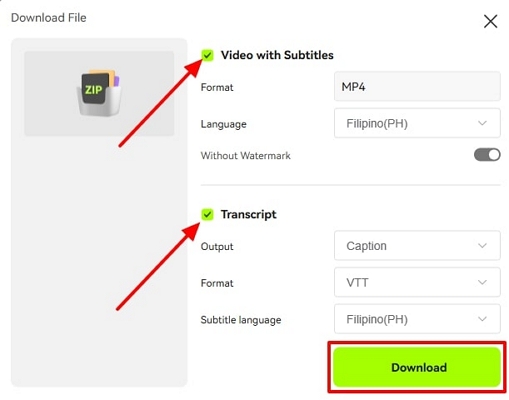 bring tagalog subtitle video to device