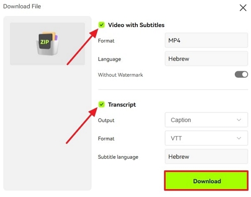 save the video and subtitles separately