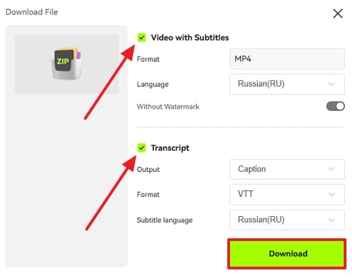 download files with subtitles blipcut