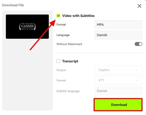 press download to save danish video