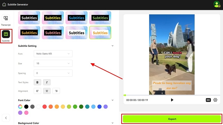 export tagalog subtitles from blipcut