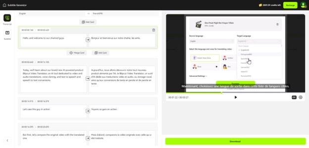 BlipCut subtitle generator and translator