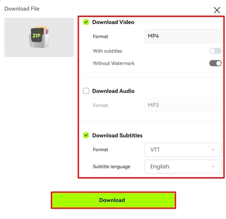  export final video and subtitles file