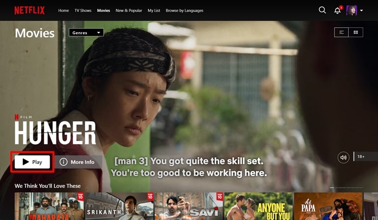 open netflix web to play