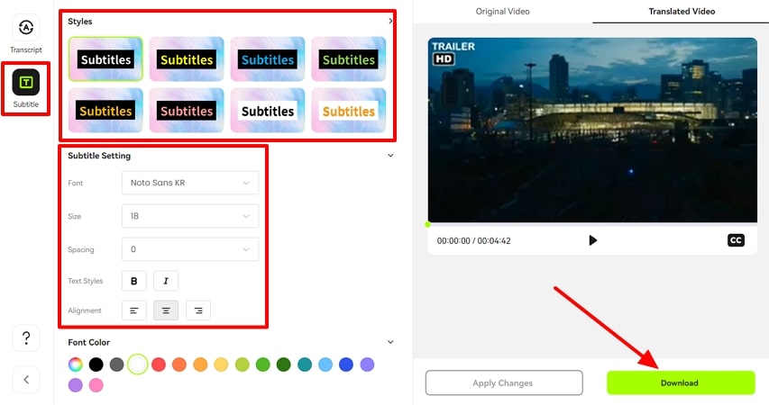change appearance of subtitles