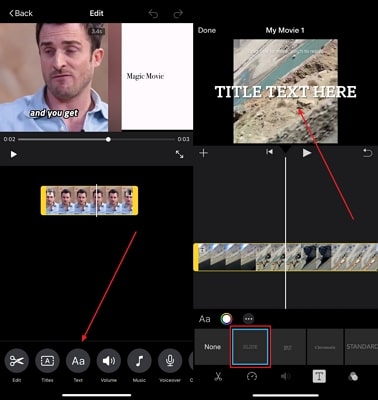 adjust text display settings imovie