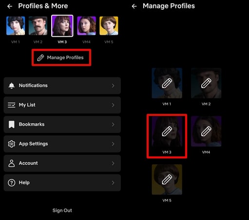 access netflix app profile management
