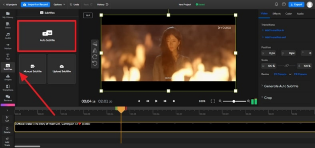 press auto subtitles flixier subtitle generator
