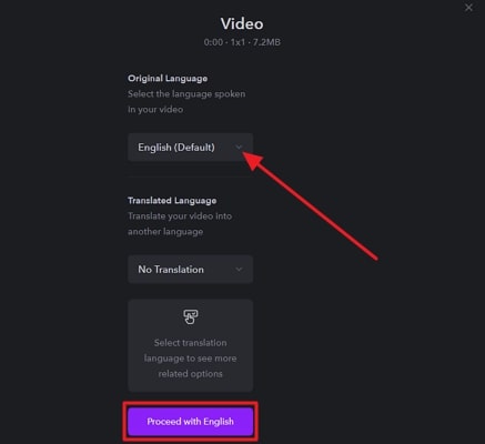 use the proceed with english tab