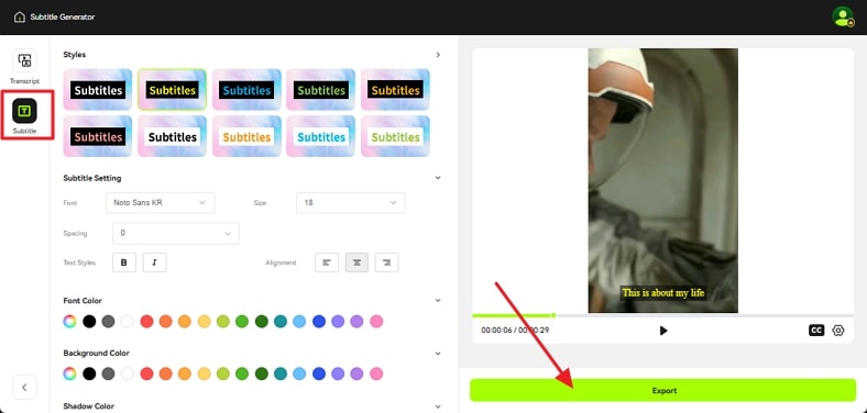 adjust subtitle outlook blipcut