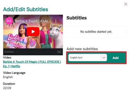 choose language for amara subtitle editor