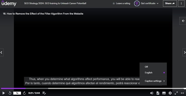 adapt udemy subtitle caption translator