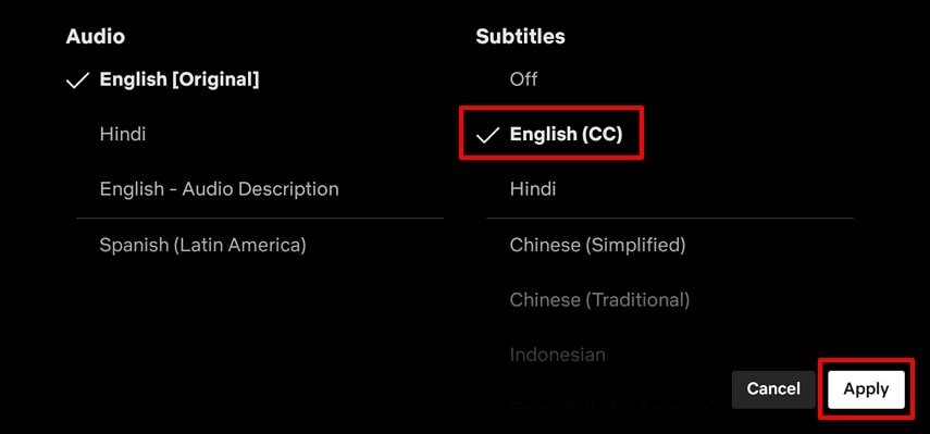 enable captions on netflix mobile