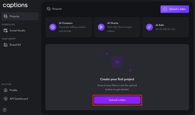 use upload a video tab