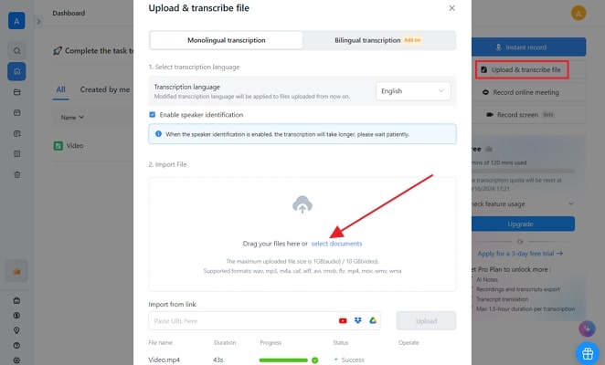 bring file into notta